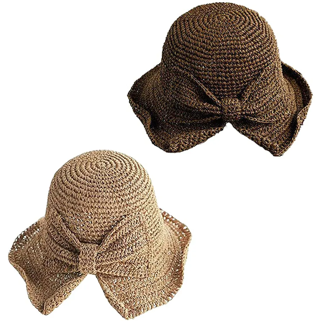 2-Pack: Foldable Wide Brim Floppy Straw Hat