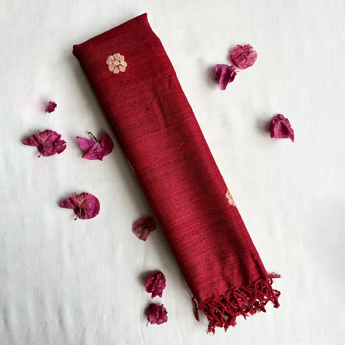 Ahimsa Silk Floral Stole for Women | Maroon