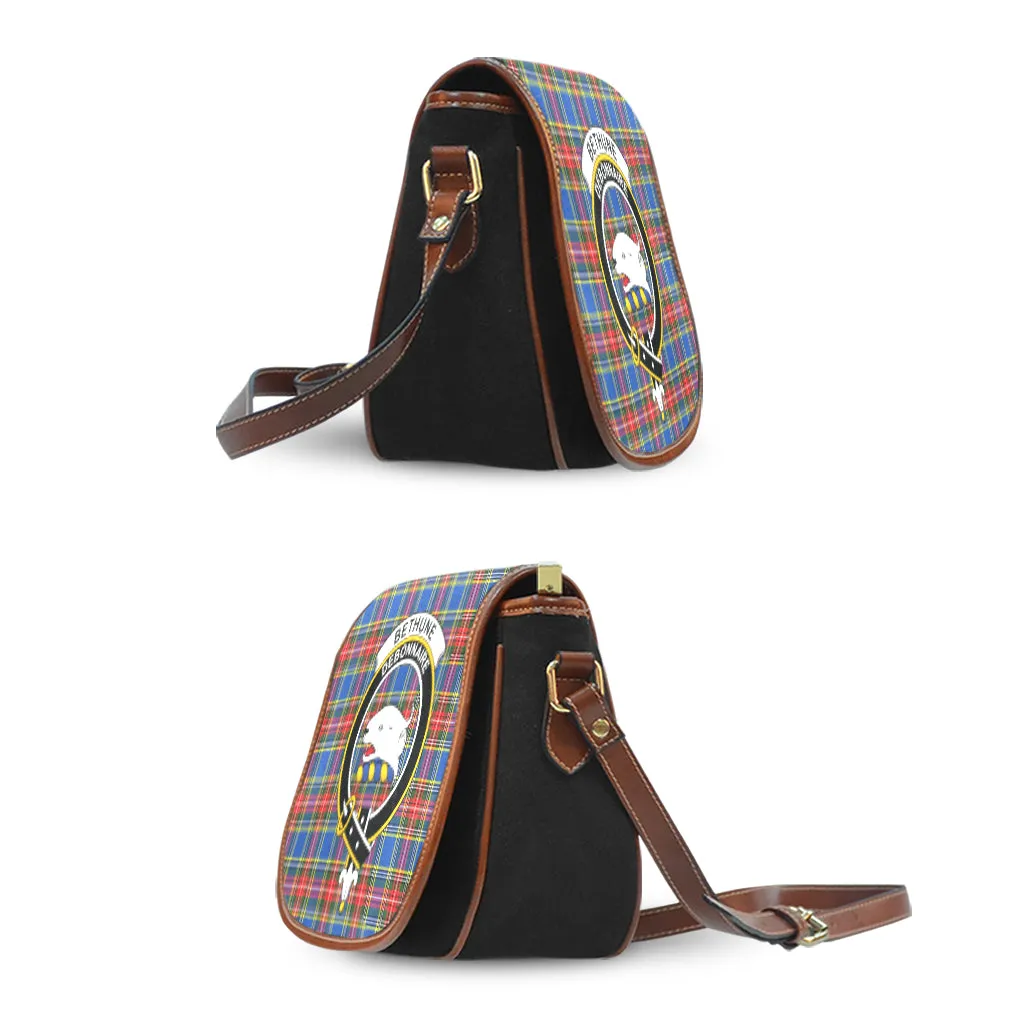 Bethune Tartan Saddle Bag with Family Crest