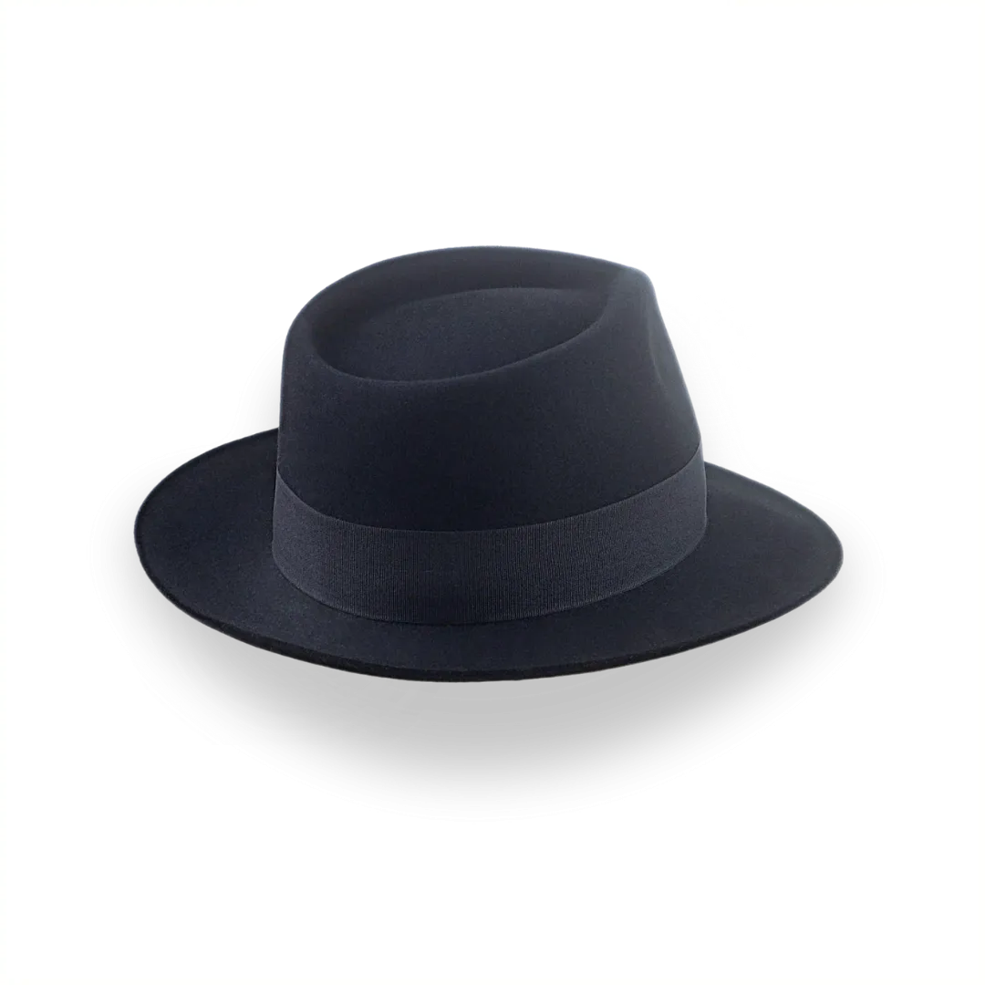 Black Jazz Fedora Hat with Shark Gills Hatband | The Axel