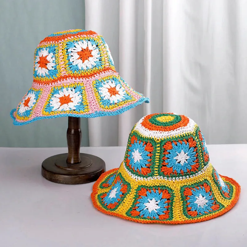 Boho Vibes Handmade Colorful Crochet Summer Bucket Hats