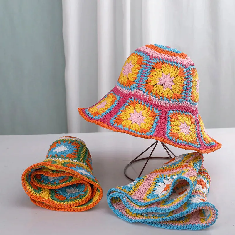 Boho Vibes Handmade Colorful Crochet Summer Bucket Hats