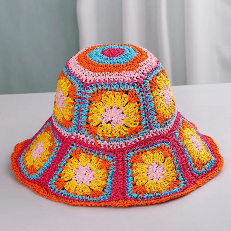 Boho Vibes Handmade Colorful Crochet Summer Bucket Hats