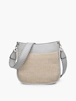 Chloe Straw Crossbody Bag (Pale Grey)