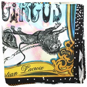 Christian Lacroix Scarf Black Gold Blue Circus Design - Silk Square Foulard SALE