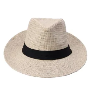 Classy Men Beige Straw Panama Hat