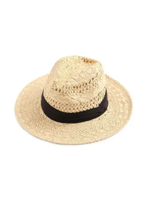 Contrast Band Braided Beach Hat