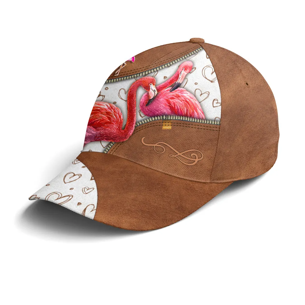 Couple Flamingo Heart Pattern Leather Style Baseball Cap Coolspod