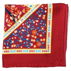 E. Marinella Scarf Bordeaux Marine Life & Floral - Twill Silk Foulard FINAL SALE