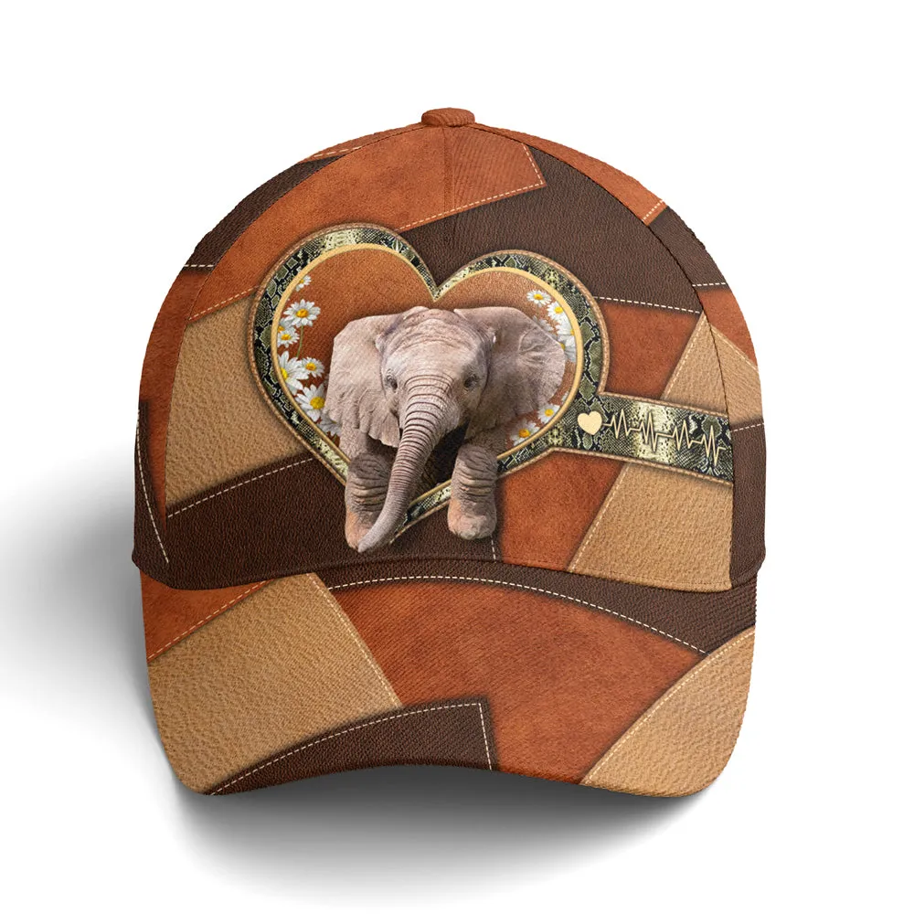 Elephant Daisy Flowers Love Leopard Leather Style Baseball Cap Coolspod