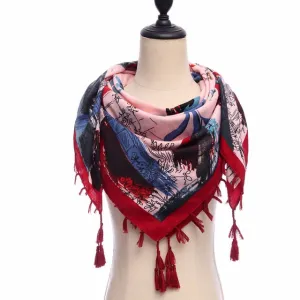 Fashion Cotton Tassel Scarf Printed Bandana Shawl #1273