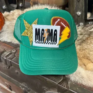 Football Mama Green Custom Patch Trucker Hat