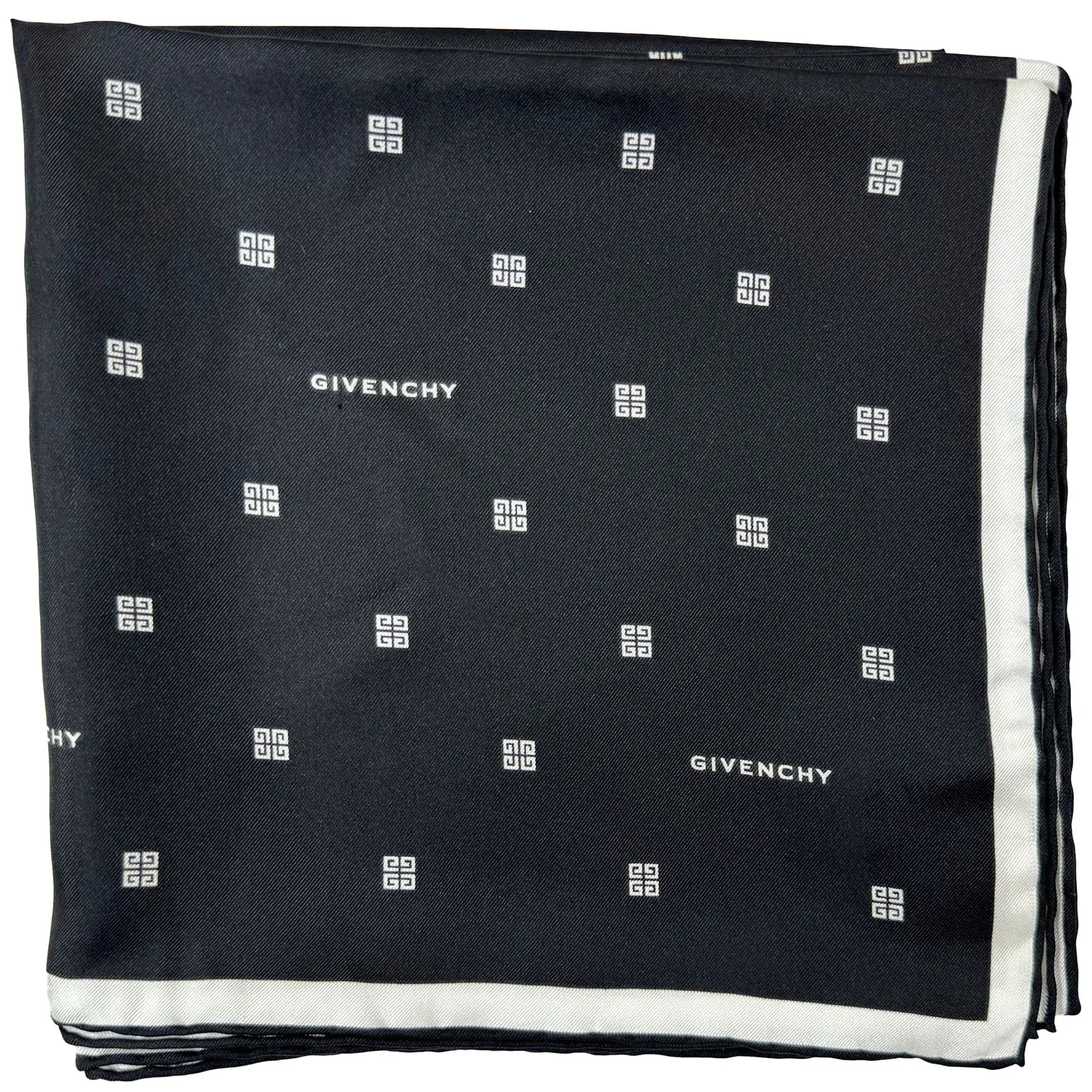 Givenchy Scarf Black 4G Plumetis - Square Twill Silk Foulard