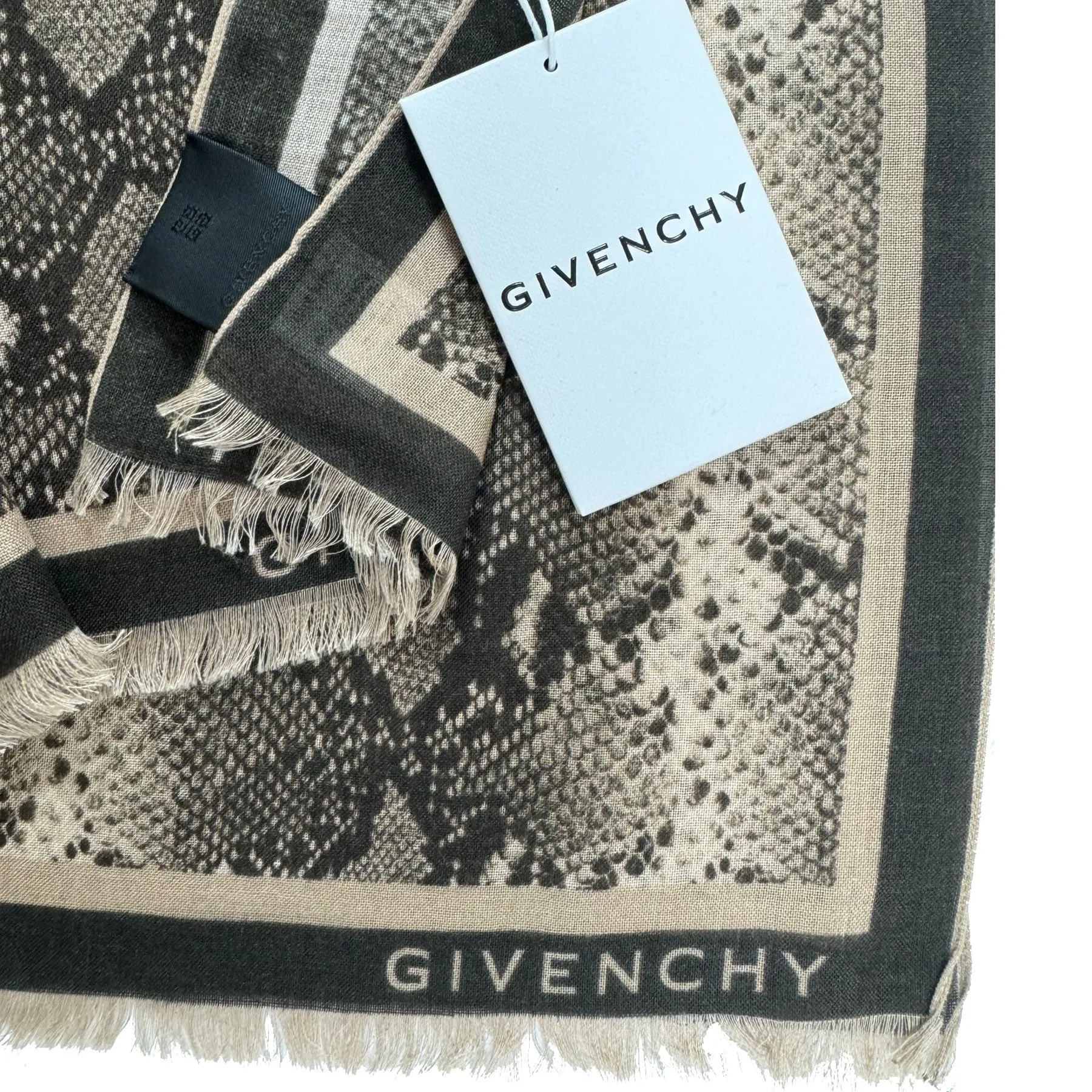 Givenchy Scarf Snakeskin Beige Black - Women Shawl