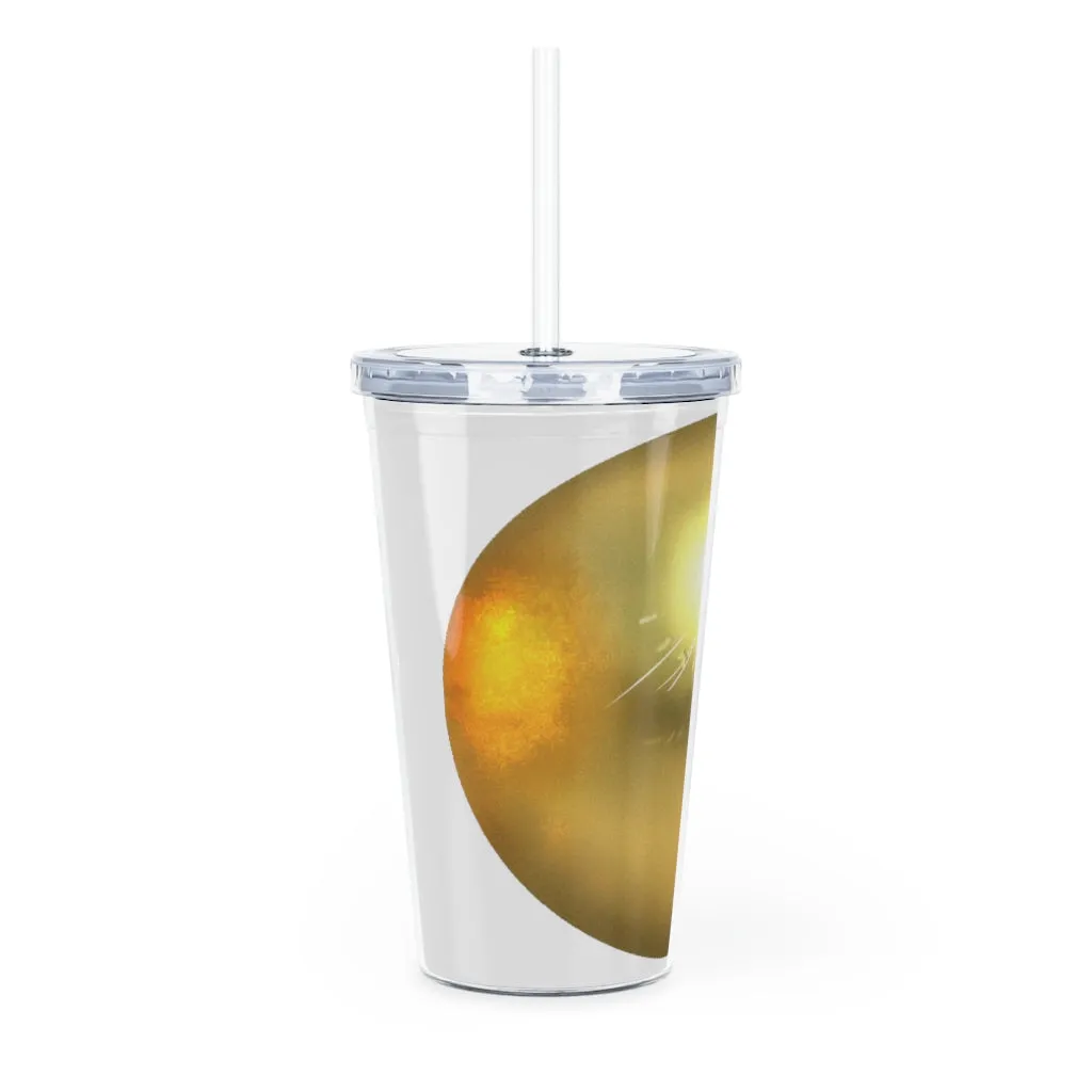 Gold Material Plastic Tumbler with Straw