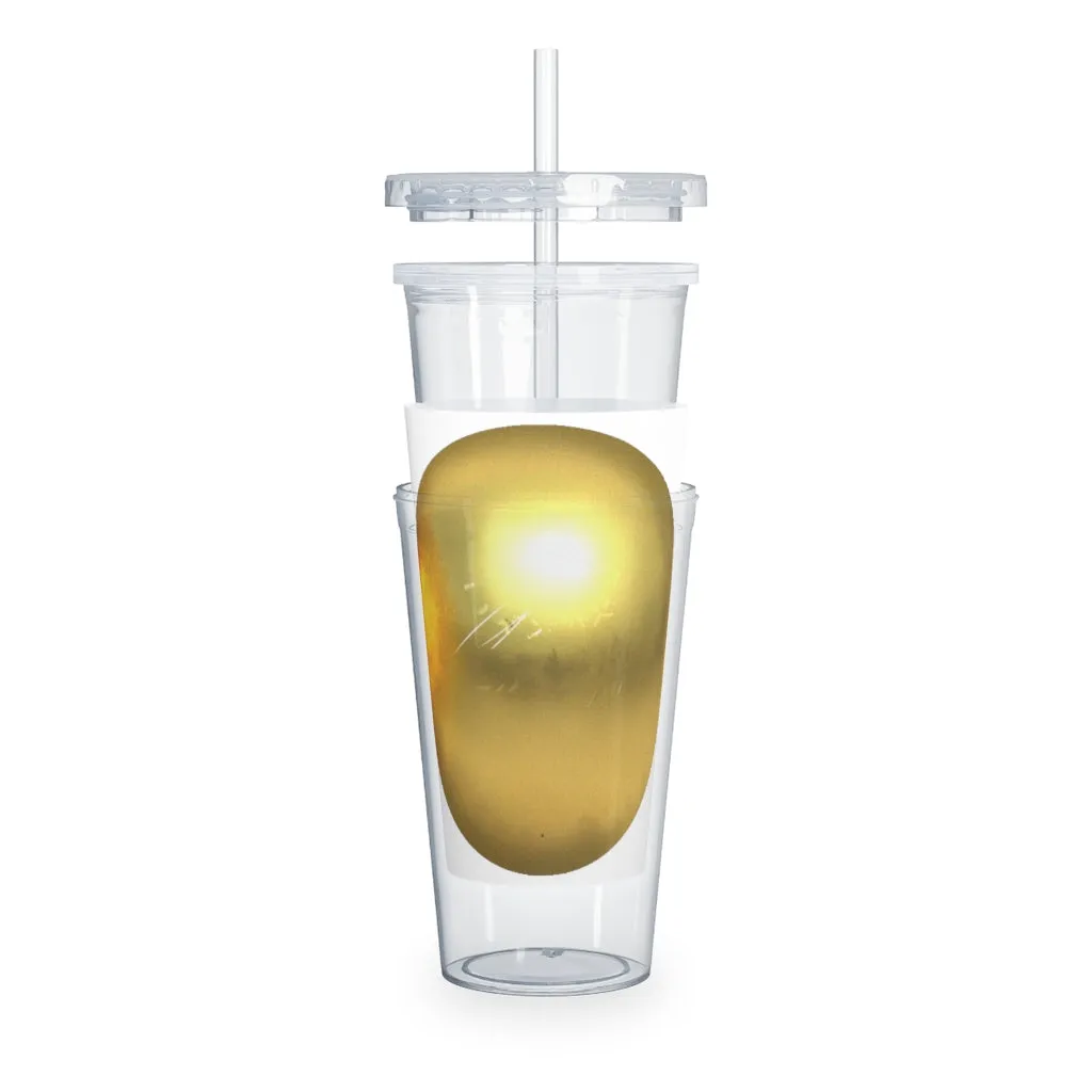 Gold Material Plastic Tumbler with Straw