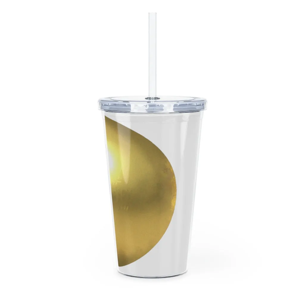 Gold Material Plastic Tumbler with Straw