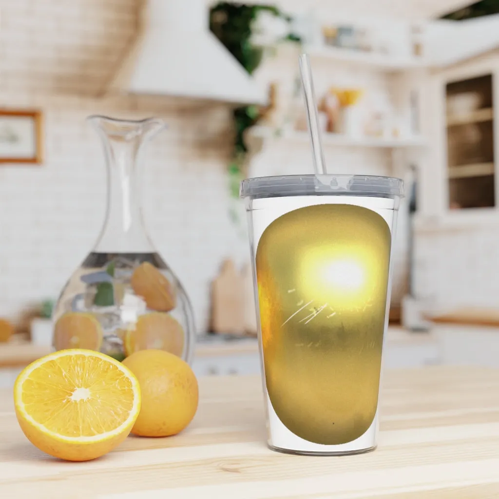 Gold Material Plastic Tumbler with Straw