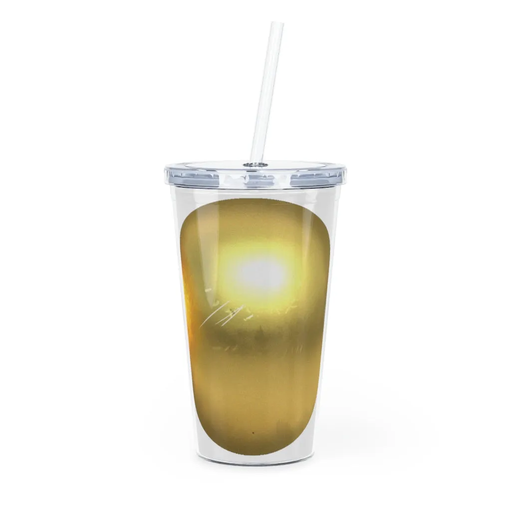 Gold Material Plastic Tumbler with Straw