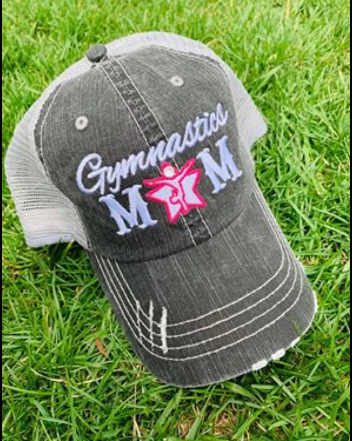 Gymnastics hats Gymnastics mom Womens trucker baseball style hat Customize names numbers BLING