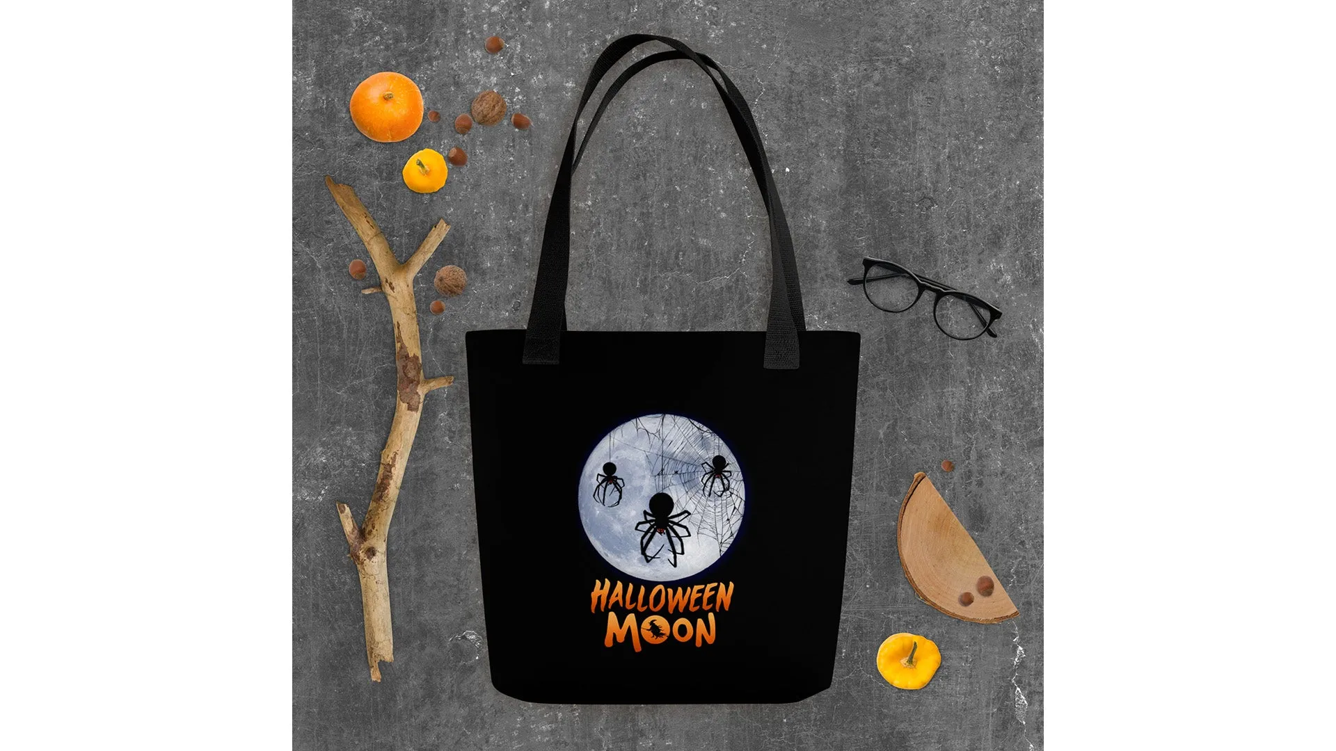 Halloween Moon Spider Tote Bag