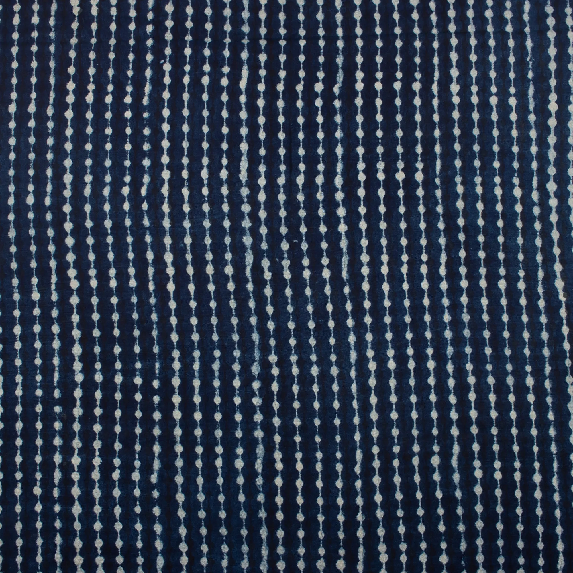 Hand Block Polkas & Stripes Printed Indigo Canvas Cloth Fabric