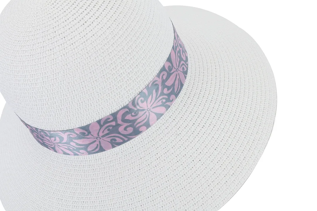 Hat Orchid White Tapa Tiare Pink Grey