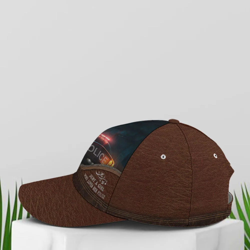 Just A Girl Loves Police Leather Style Baseball Cap Coolspod