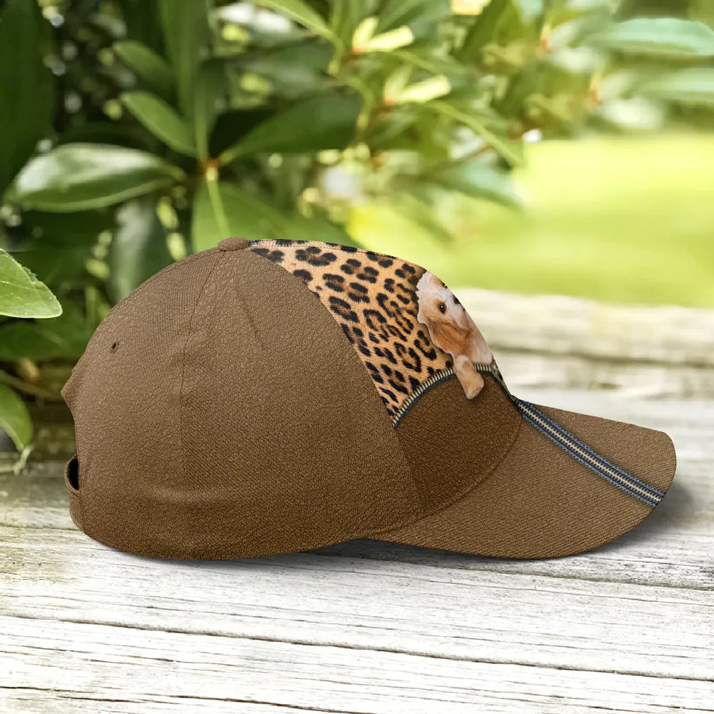 Kawaii Dog Inside Leopard Leather Style Baseball Cap Coolspod