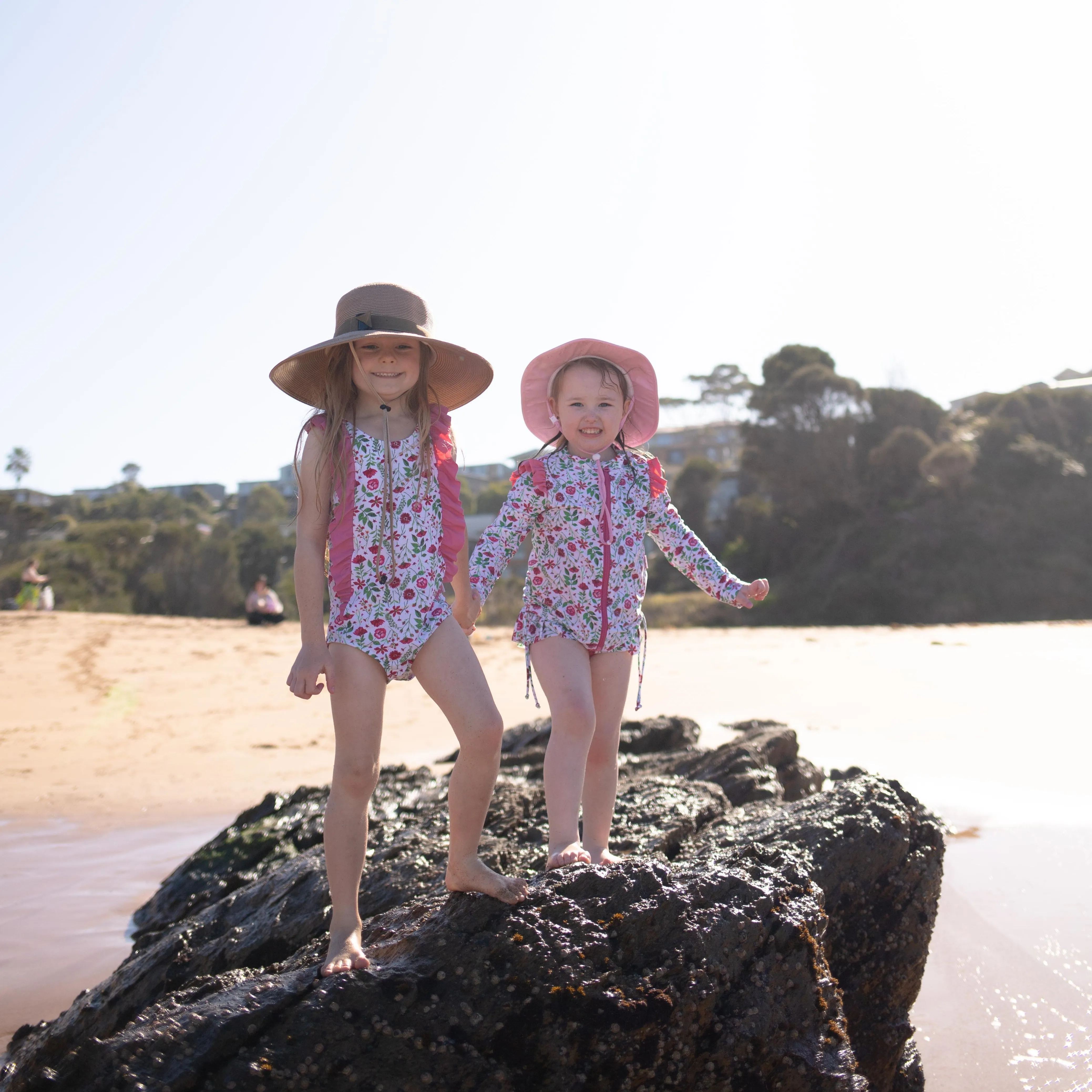 Kids Wide Brim Sun Hat "Fun Sun Day Play Hat" - Pink