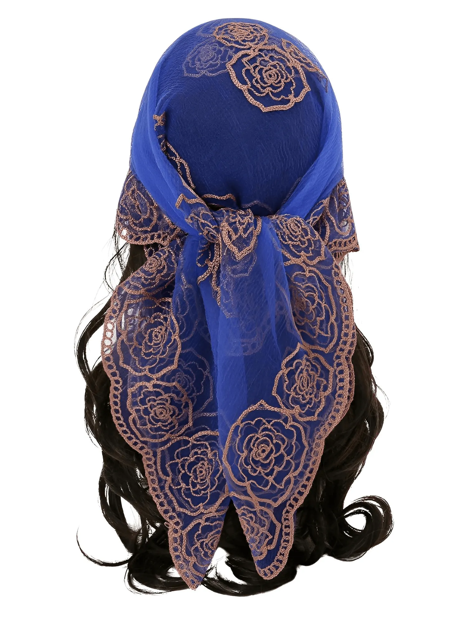 Lace Square Bandana Scarves Style Rock Embroidery Floral Headband Net See Through Headscarf