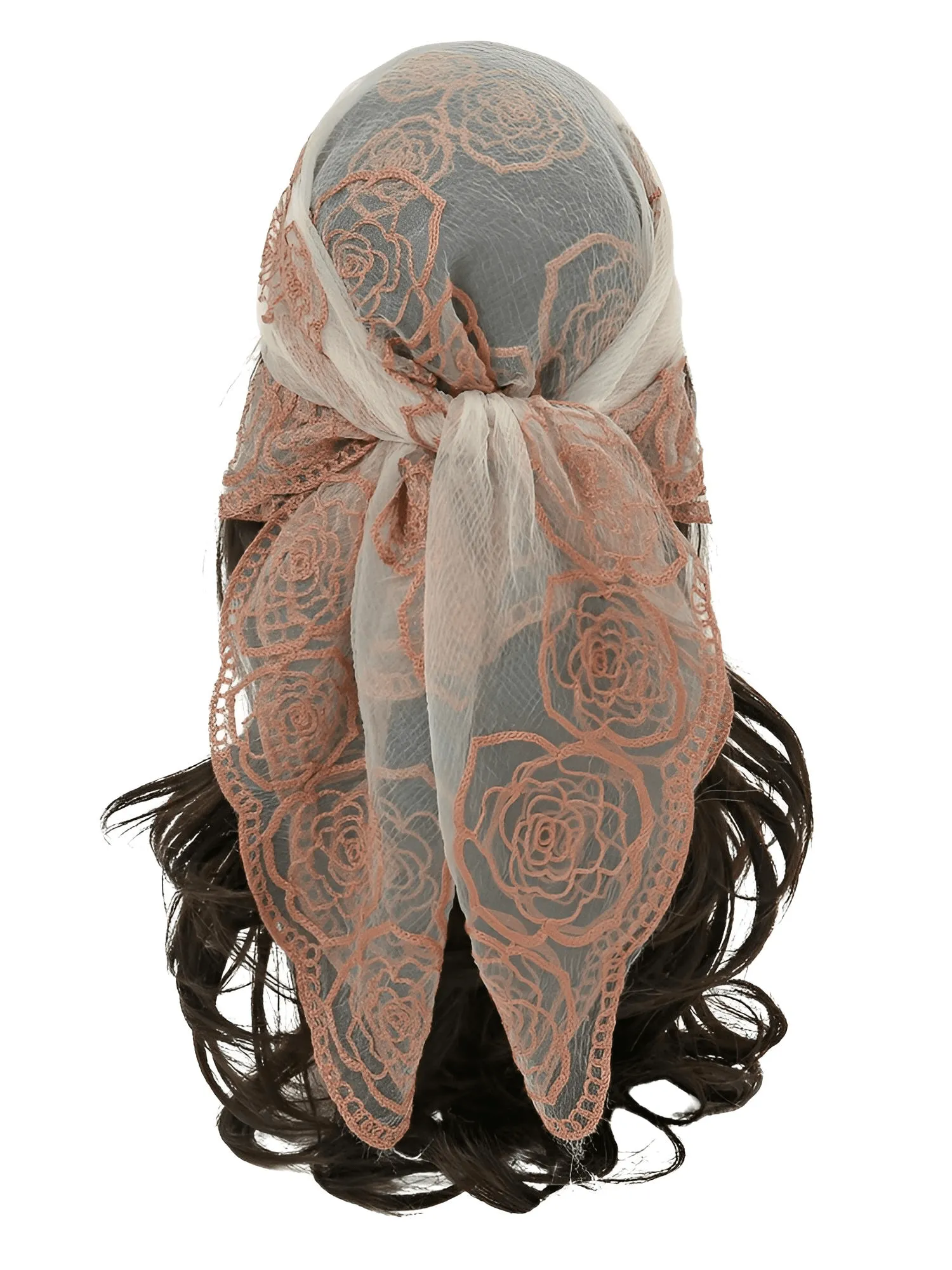 Lace Square Bandana Scarves Style Rock Embroidery Floral Headband Net See Through Headscarf