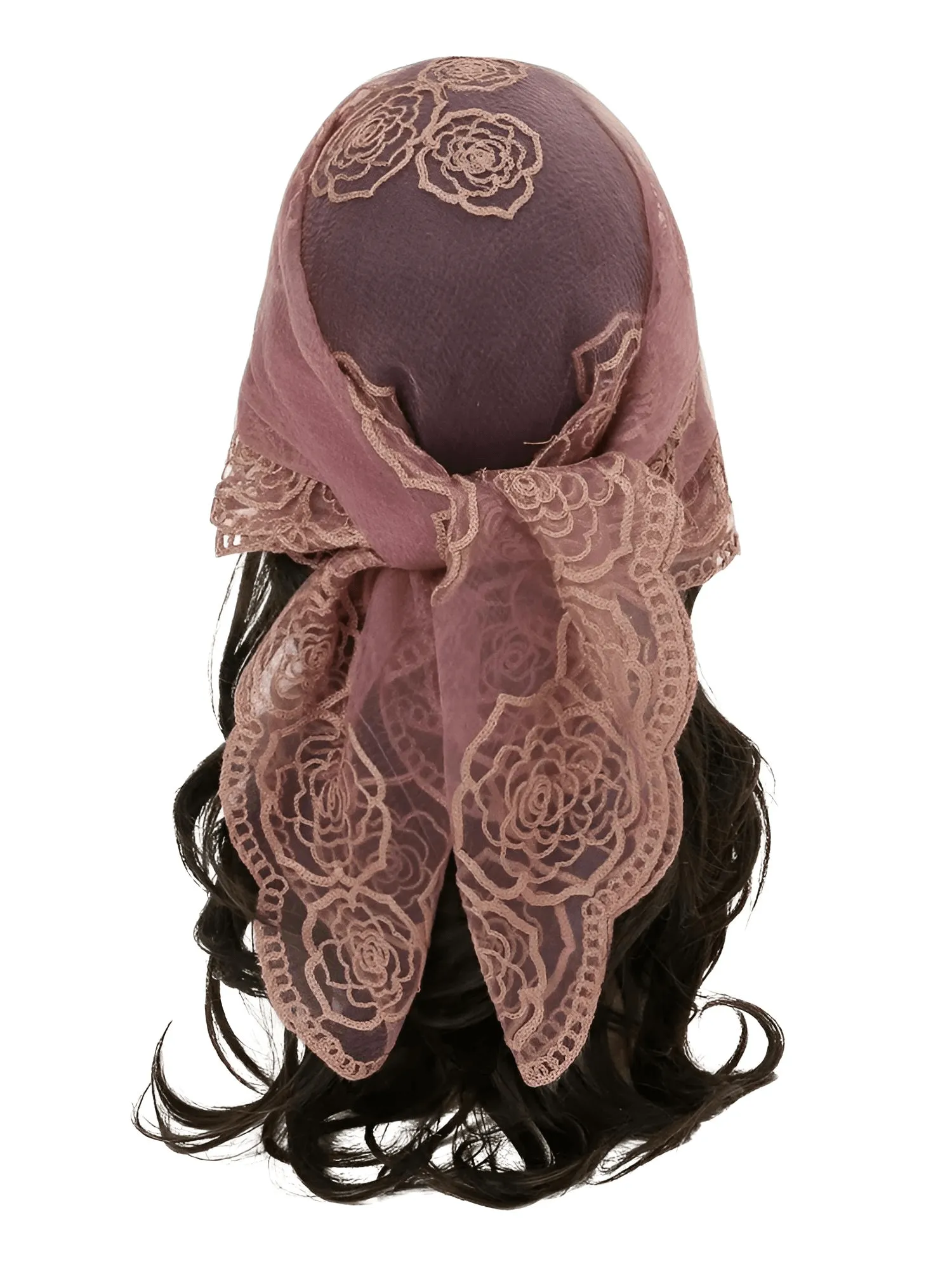 Lace Square Bandana Scarves Style Rock Embroidery Floral Headband Net See Through Headscarf