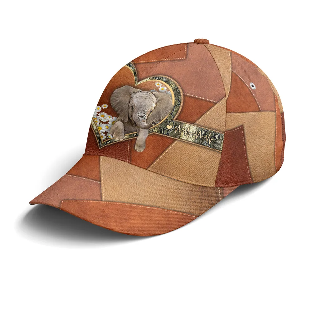 Leather Style Floral Elephant Baseball Cap Coolspod