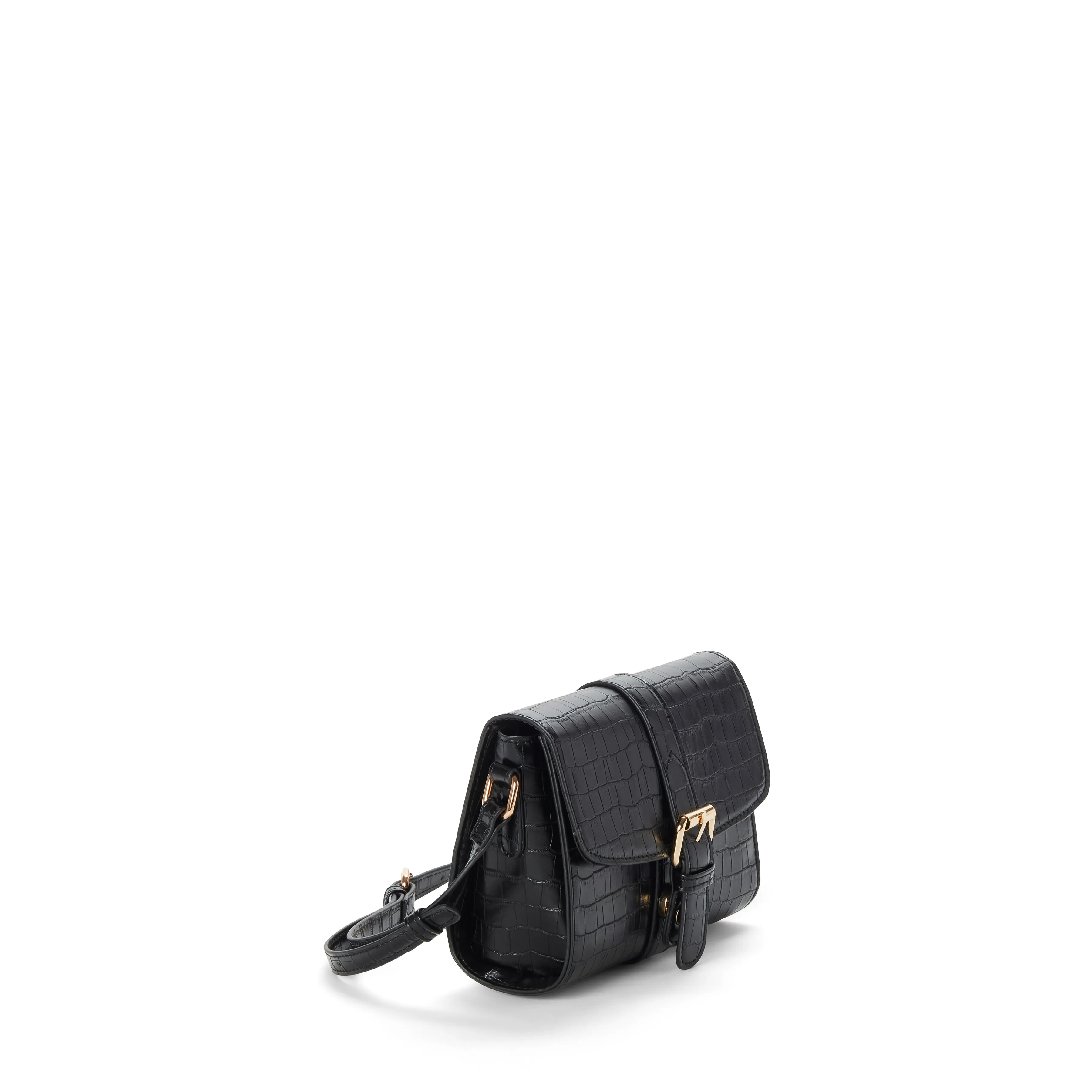 LINDSAY II Croco Vegan Crossbody in Black