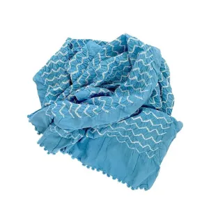 Marigold Row Scarf: 2185 Cotton Blue & White