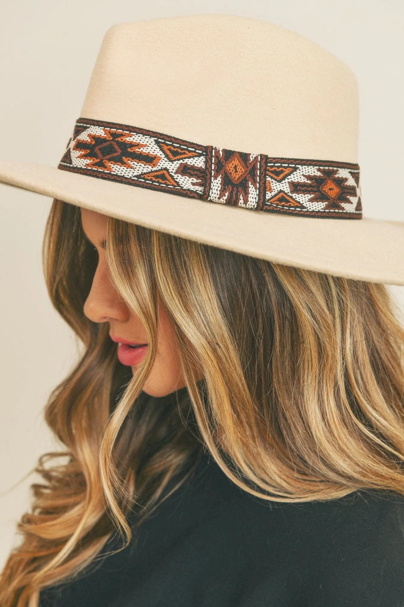 MH0086 Aztec Band Felt Fedora Hat