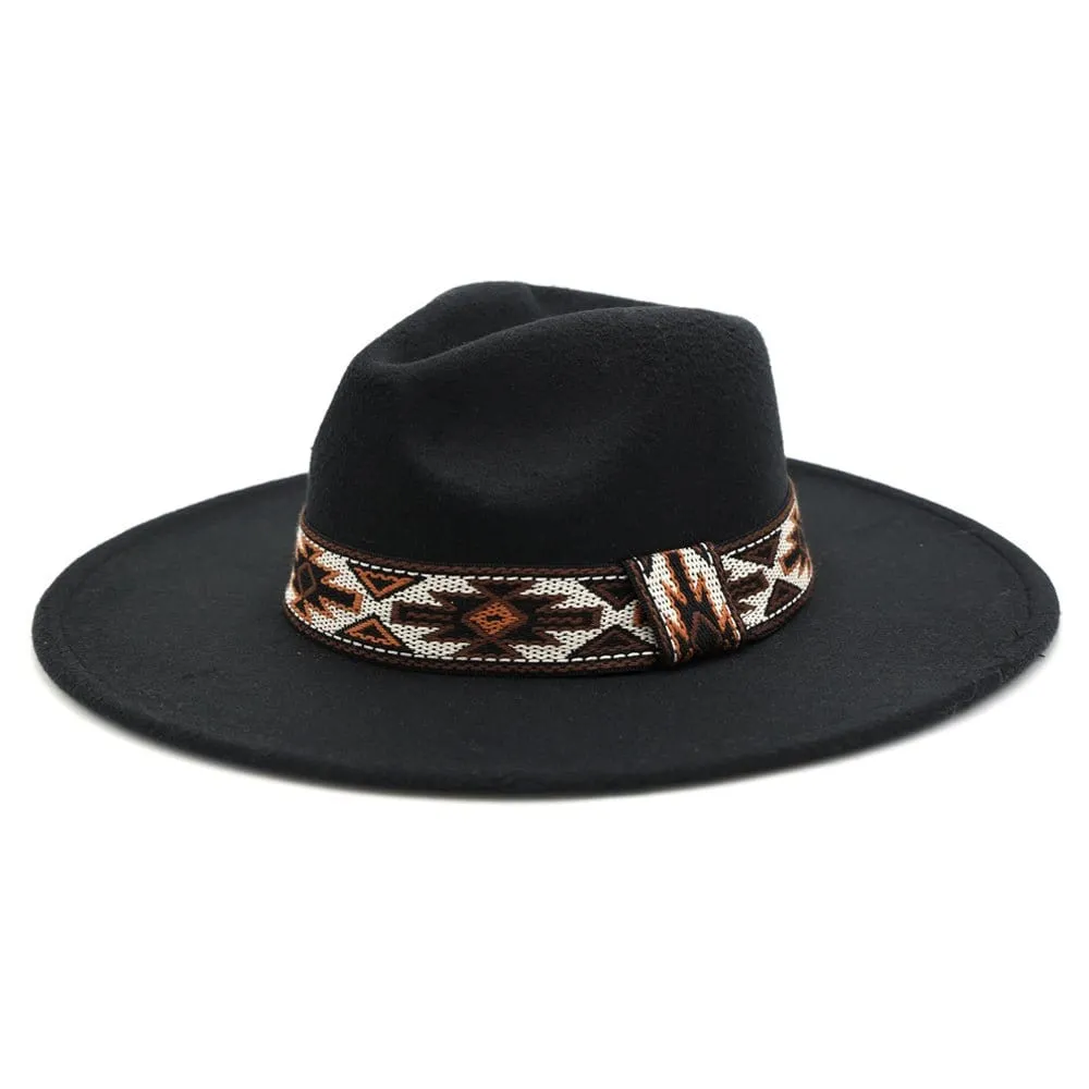 MH0086 Aztec Band Felt Fedora Hat