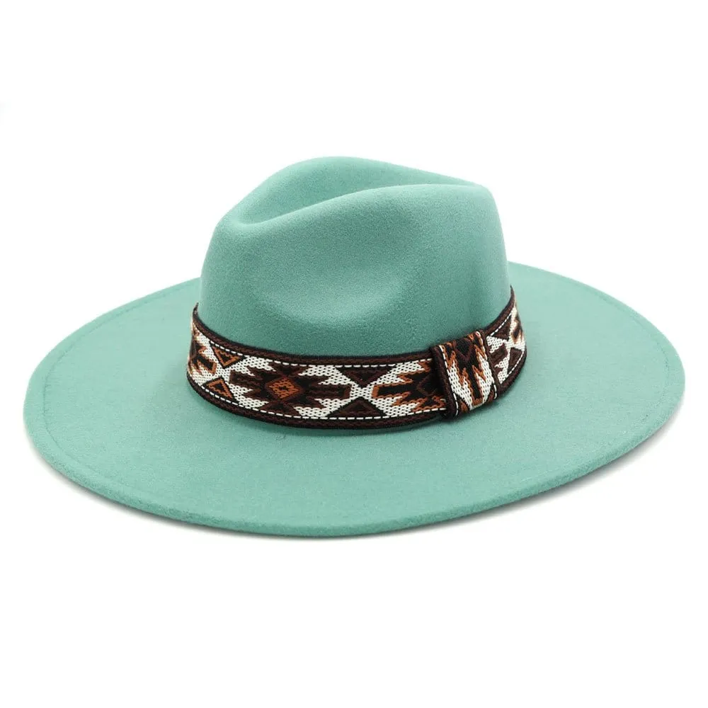 MH0086 Aztec Band Felt Fedora Hat