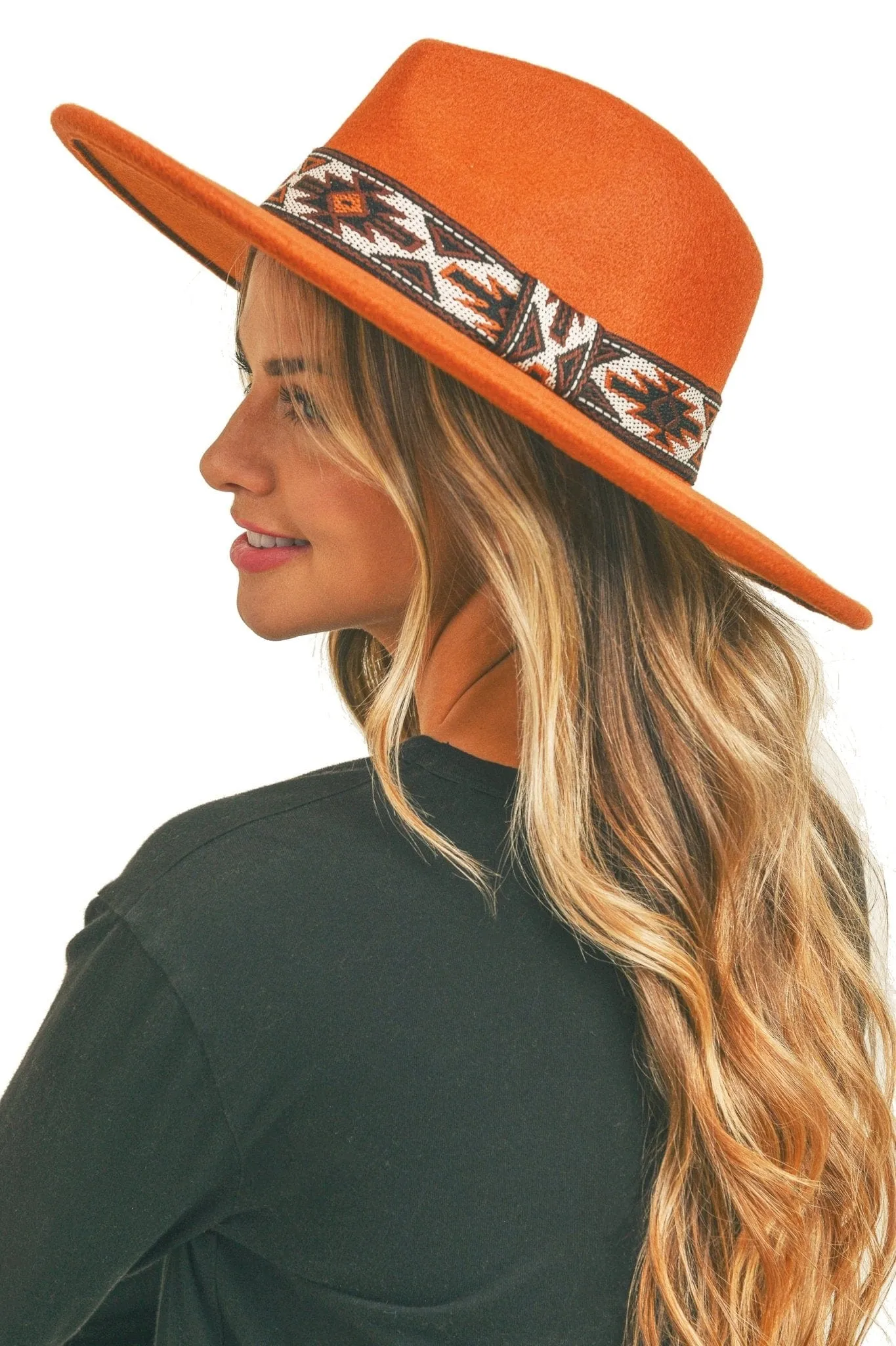 MH0086 Aztec Band Felt Fedora Hat