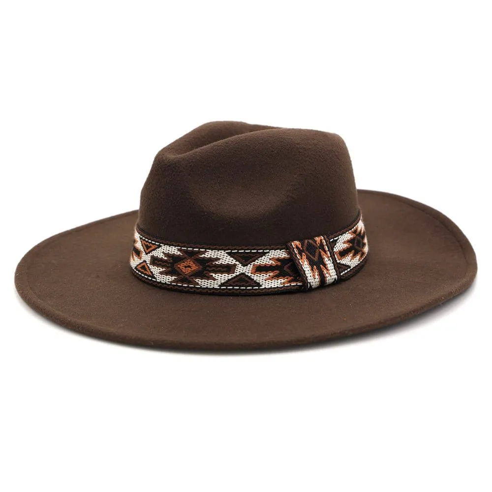 MH0086 Aztec Band Felt Fedora Hat