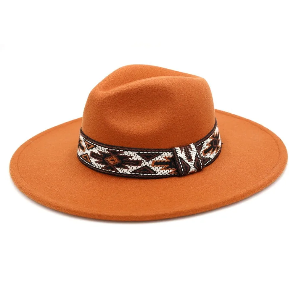 MH0086 Aztec Band Felt Fedora Hat