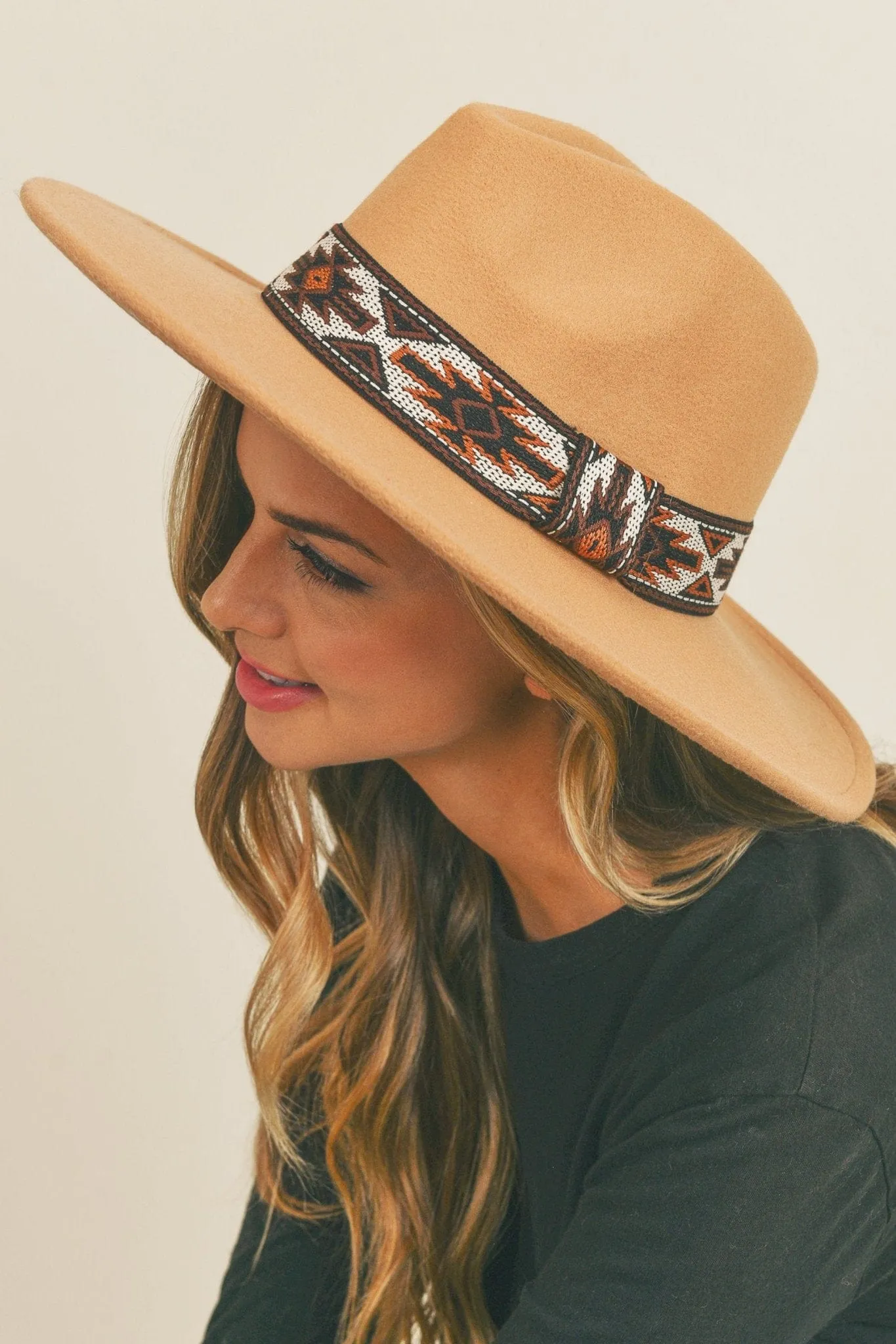 MH0086 Aztec Band Felt Fedora Hat