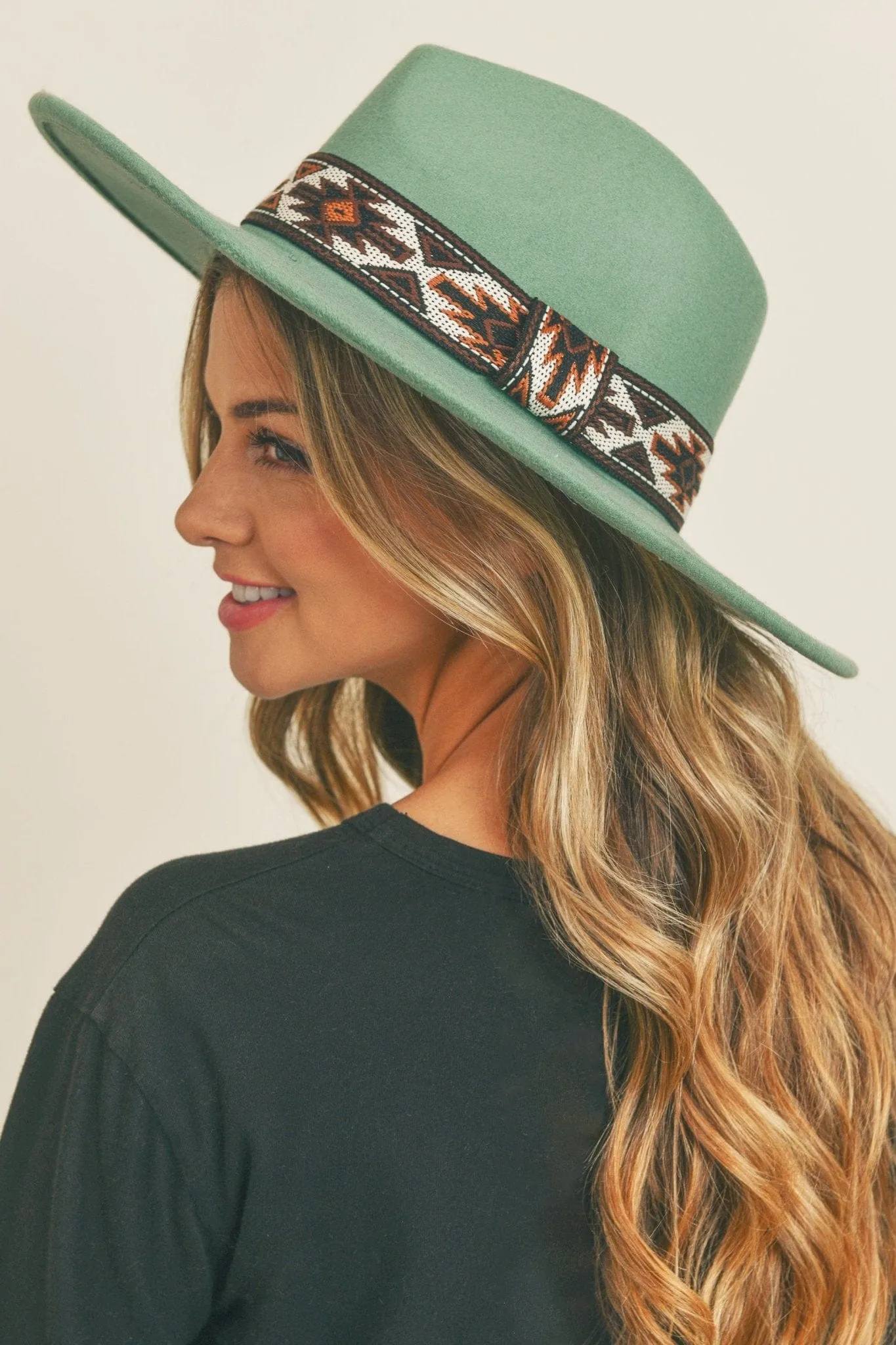 MH0086 Aztec Band Felt Fedora Hat