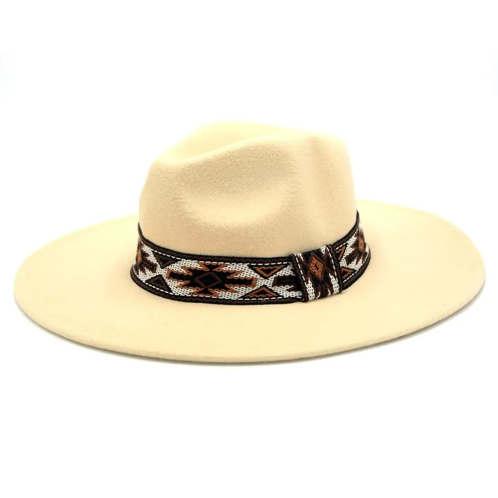 MH0086 Aztec Band Felt Fedora Hat