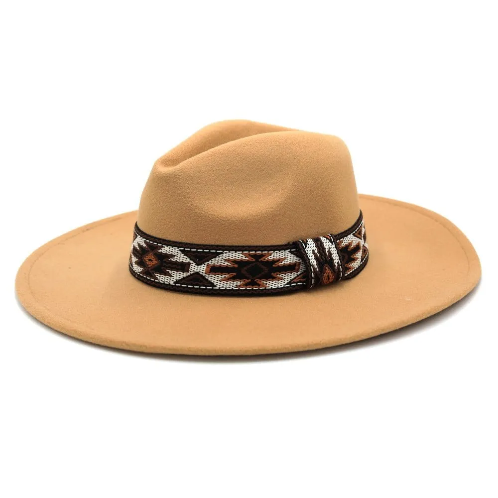 MH0086 Aztec Band Felt Fedora Hat