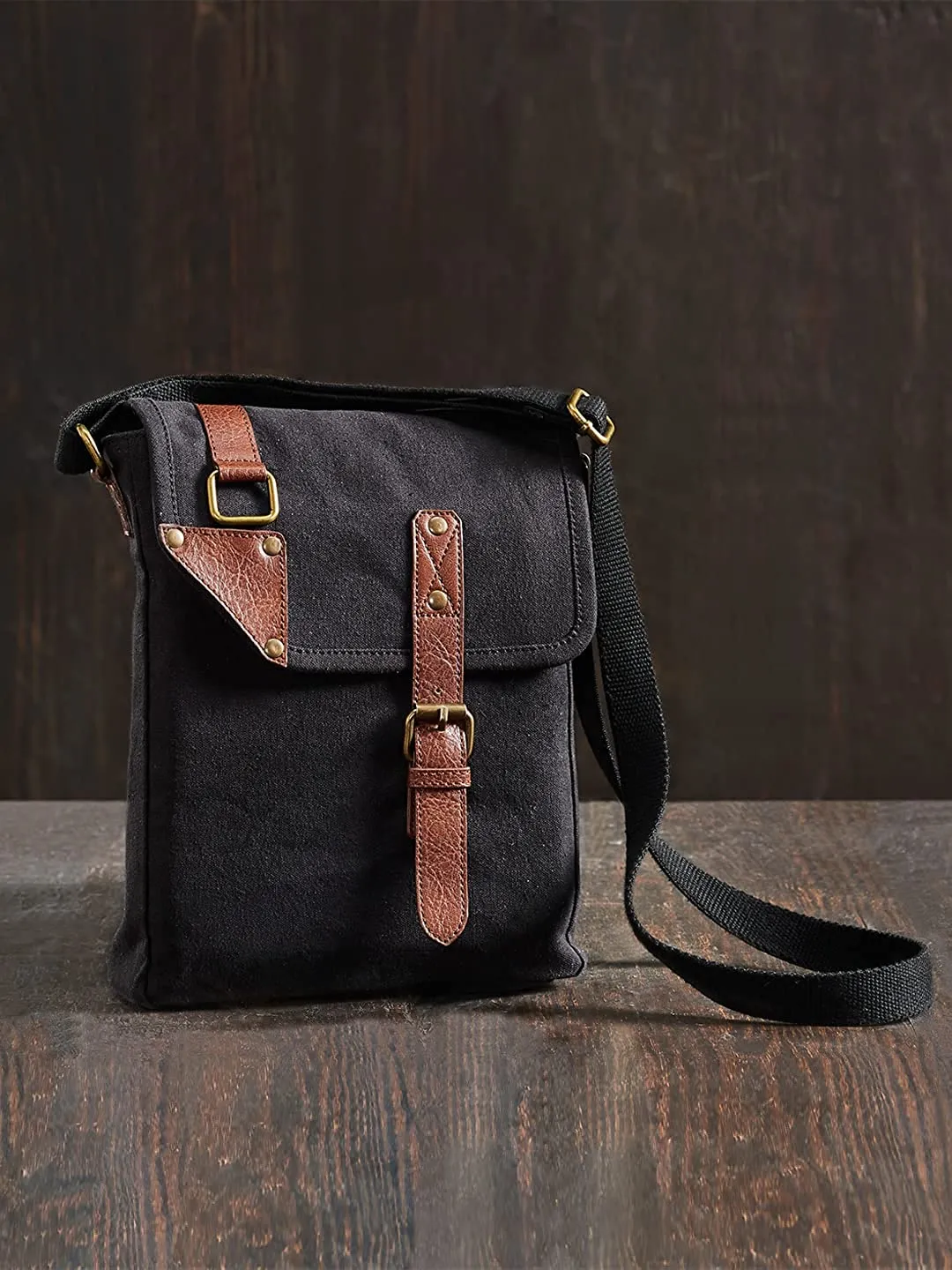 Mona B Upcycled Canvas Messenger Crossbody Bag with Stylish Design for Men and Women: Parker