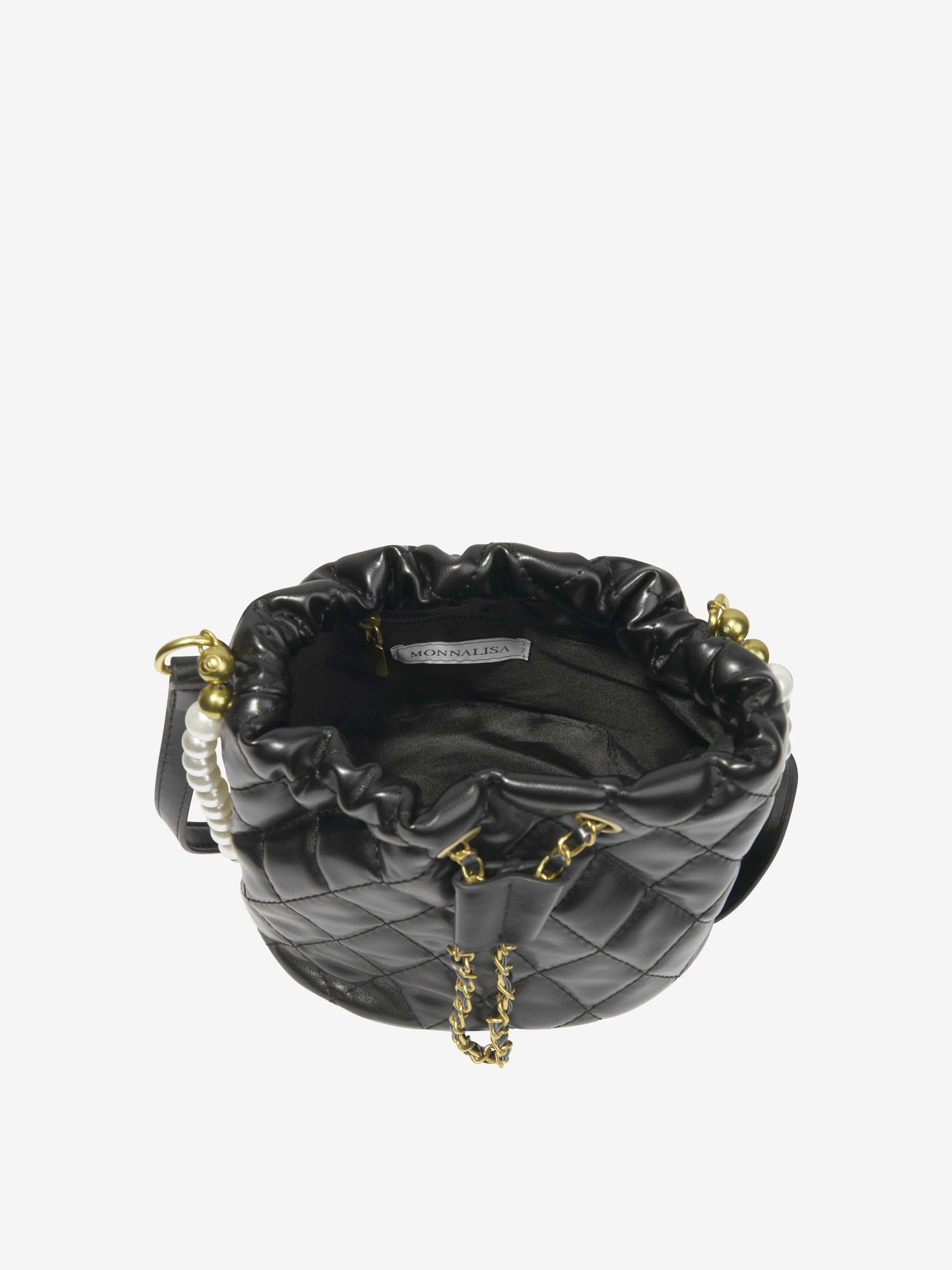 Monnalisa Girls Quilted Bucket Bag in in Black