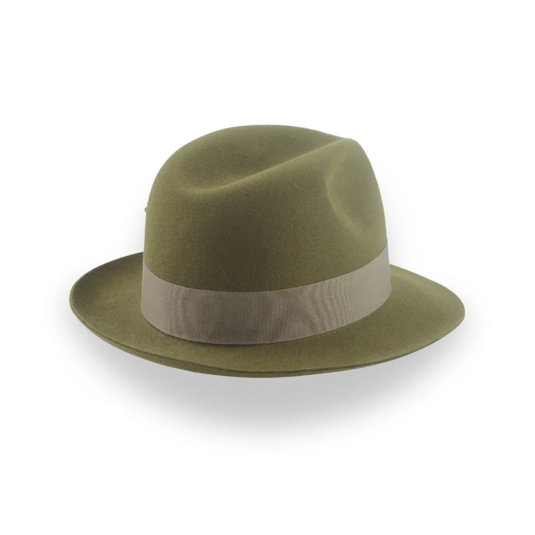 Olive Green Medium Brim Trilby Fedora in Fur Felt | The Phoenix