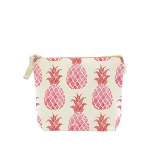 Pineapple White Cosmetic Bag, Large